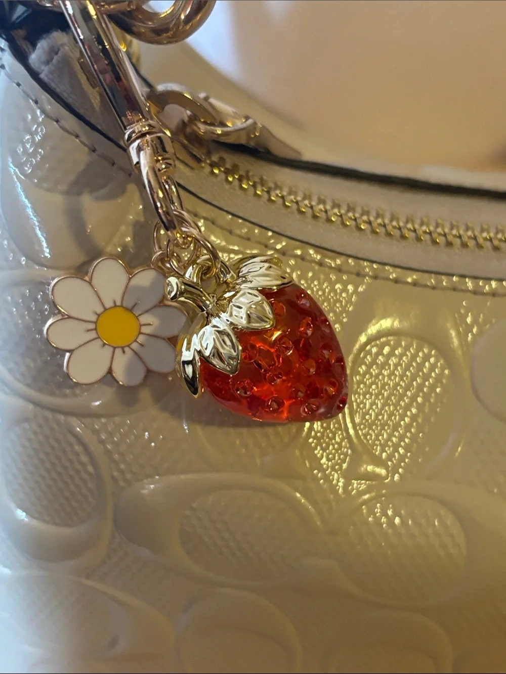 Woman’s Cute Strawberry & Daisy Keychain or Bagcharm